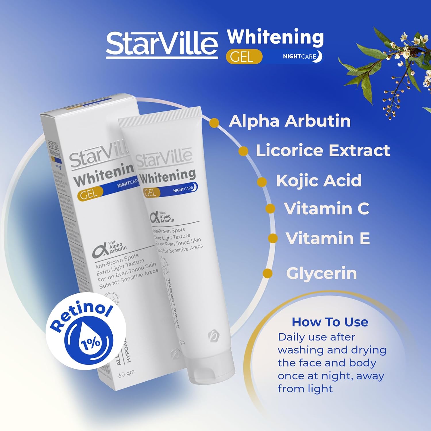 Starville Night Care Whitening Gel – Deep Moisturizing & Skin Brightening – 60gm