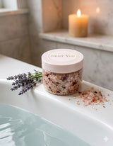 Inner You Botanical Bath Salt Sugar Plum in Glass Jar – 200g Himalayan Salt with Dry Flowers