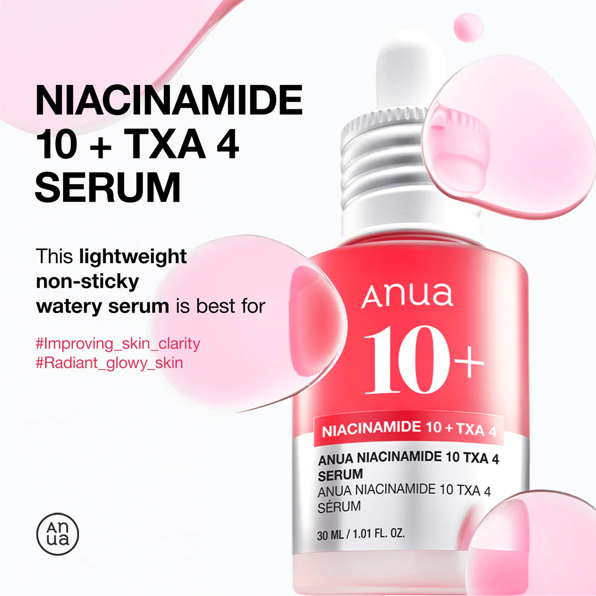 Anua Niacinamide 10% + TXA 4% Serum 30ml – Brightening & Dark Spot Correcting Serum